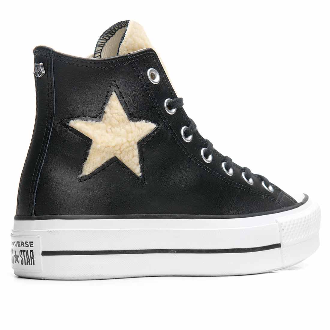 Converse All Star Platform in Pelle con Stella Teddy - Outlet
