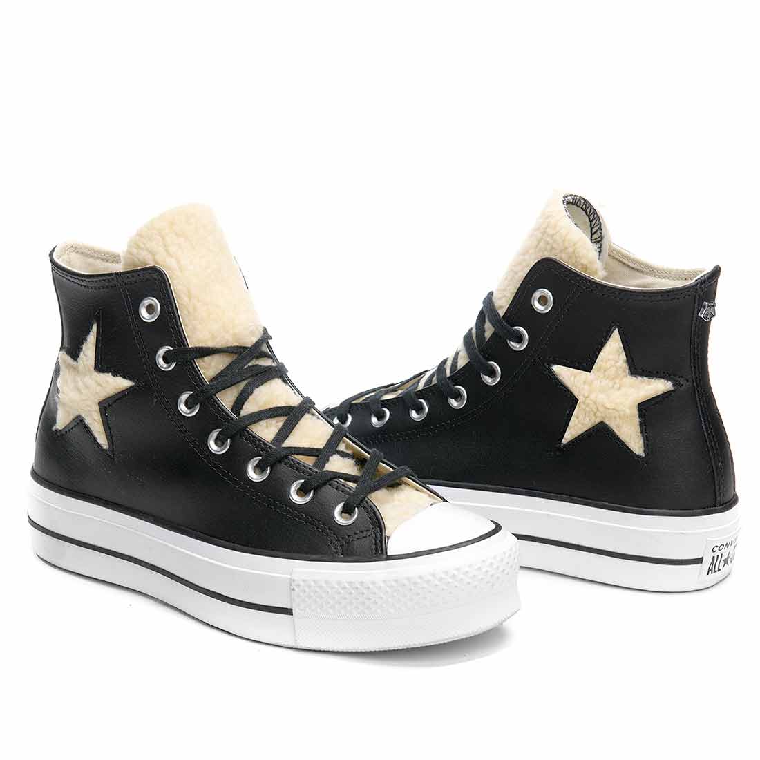 Converse All Star Platform in Pelle con Stella Teddy - Outlet