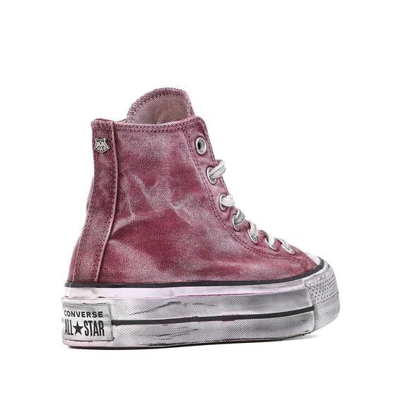 All star platform color bordeaux con effetto dirty