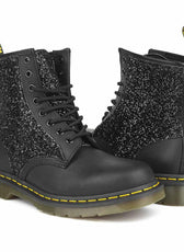anfibi dr martens con brillantini neri eleganti