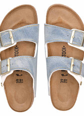 sandalo arizona bianco in denim e cinghie dorate