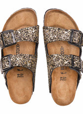 Birkenstock arizona nere con brillantini luccicanti oro