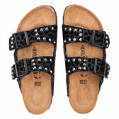 birkenstock arizona personalizzate leoaprdate nere con borchie argento