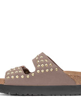 sandalo estivo marrone mocca platform borchiate a mano