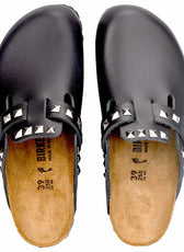 sabot birkenstock nere con borchie quadrate argento