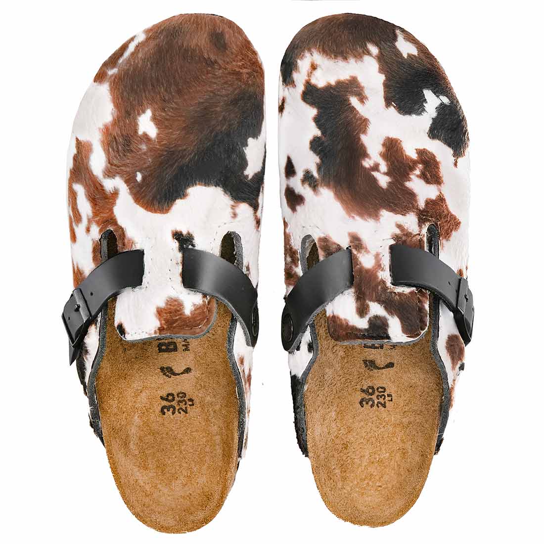 birkenstock boston nere muccate color marrone e nero