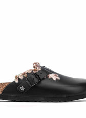 birkenstock boston nere ricamate a mano con filo in lana colorato