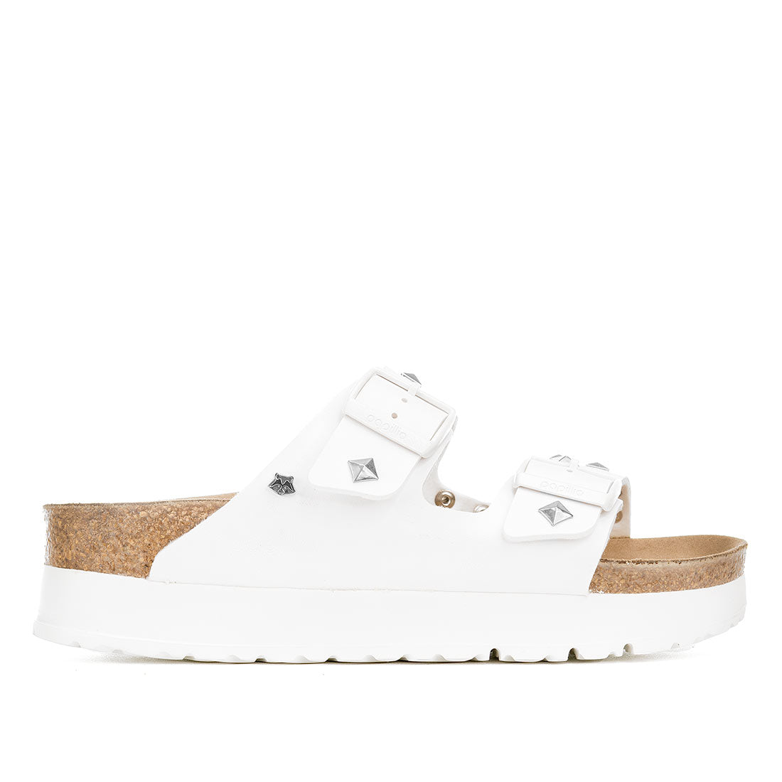 birkenstock papillio arizona bianche con borchie argento