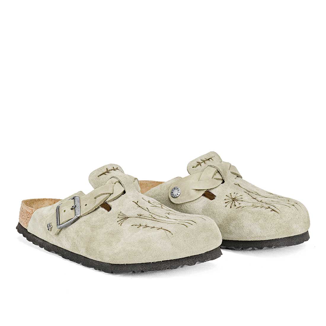 boston taupe con treccia e incisione di fiorellini