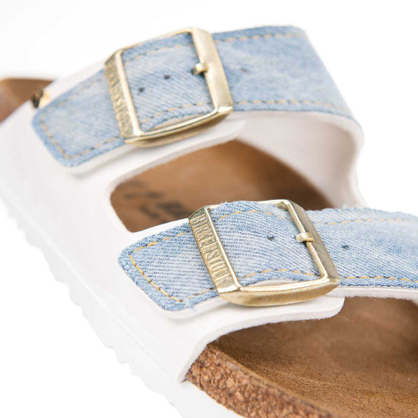 birkenstock bianche in denim jeans chiaro