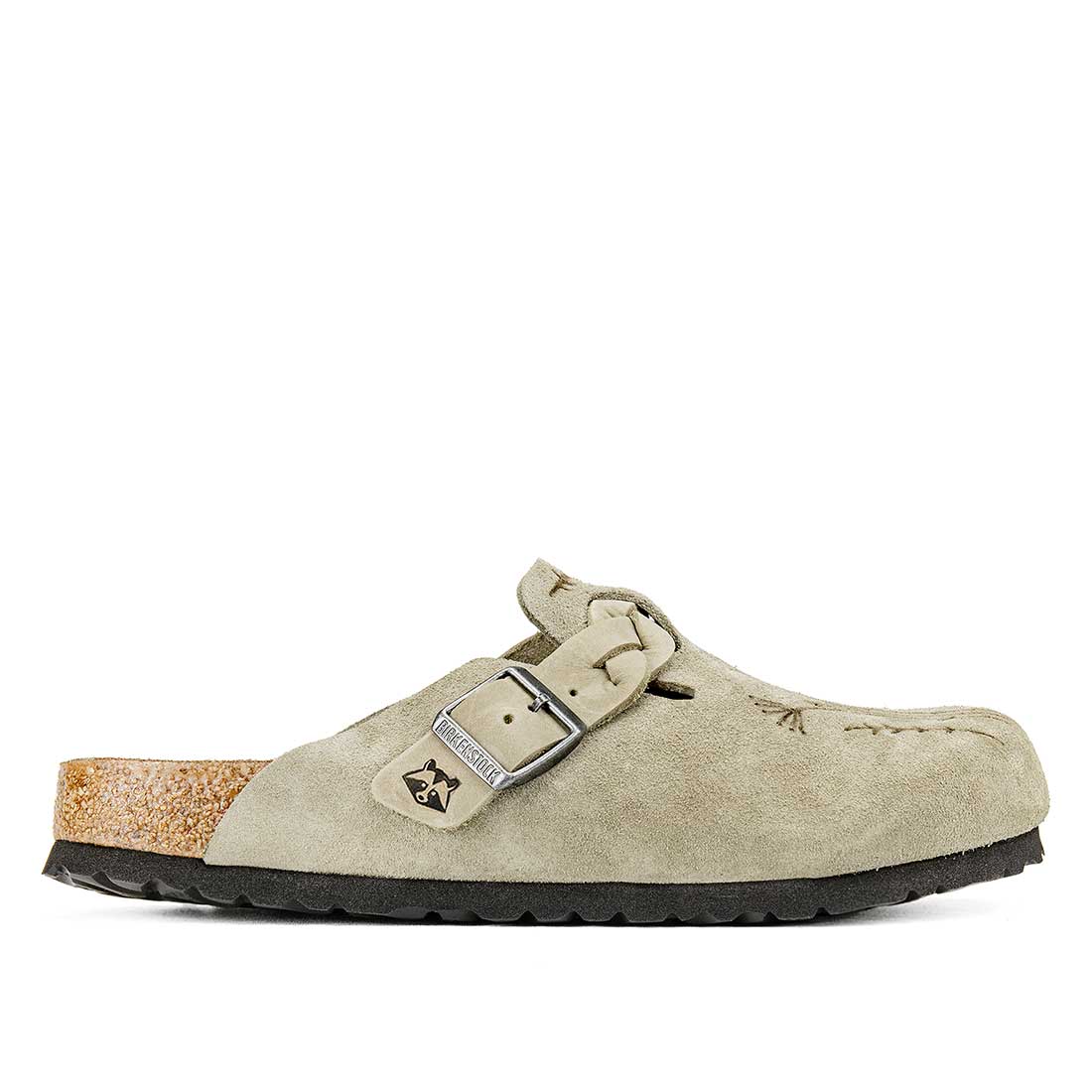ciabatte Birkenstock boston taupe con fiori