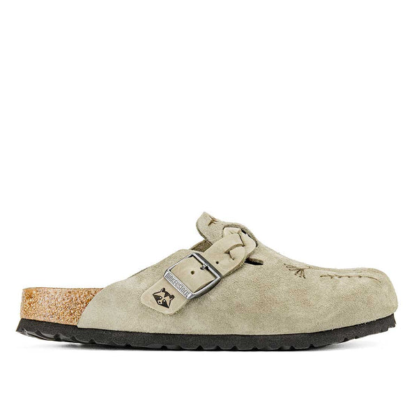 ciabatte Birkenstock boston taupe con fiori