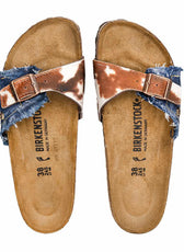 ciabatte birkenstock in denim blu e muccate