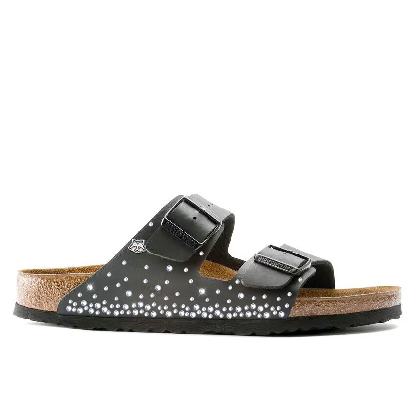 ciabatte birkenstock nere con swarovski