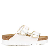 ciabatte birkenstock con suola zeppa ricamo nocciola