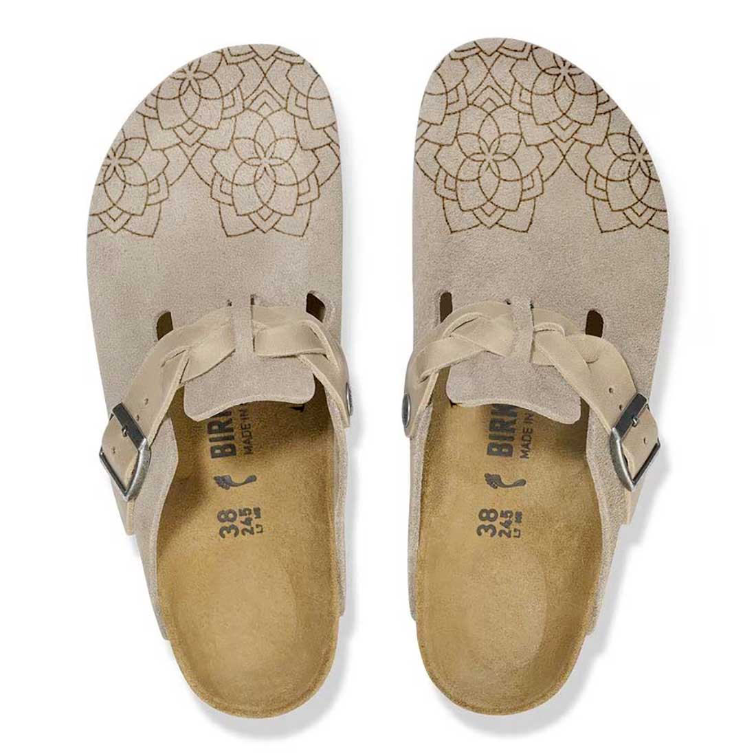 ciabatte boston taupe con disegno in stile mandala