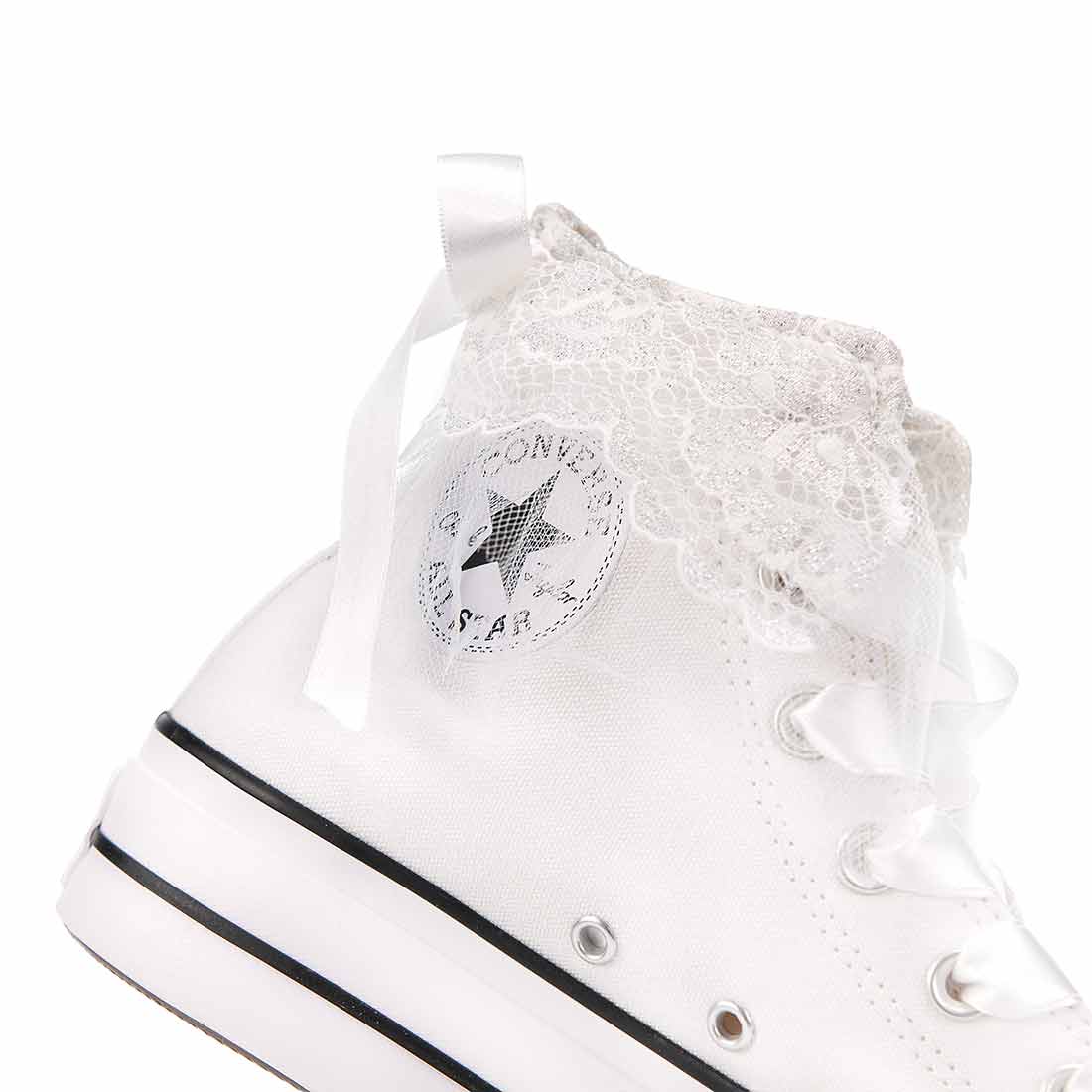 Converse all star in pizzo con fiocco in raso per matrimonio