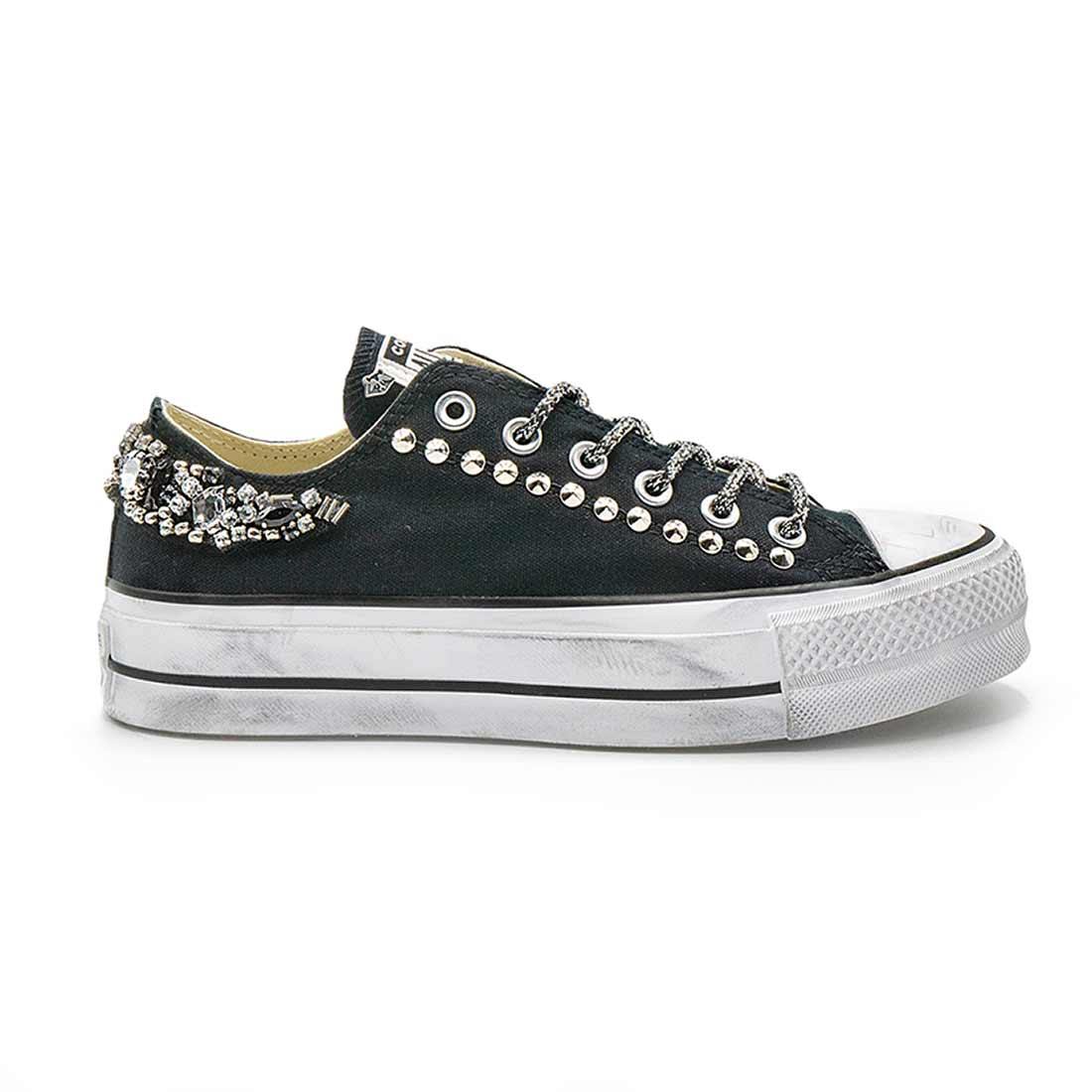 Converse All Star Basse suola Platform con Gioielli - Nere - Outlet