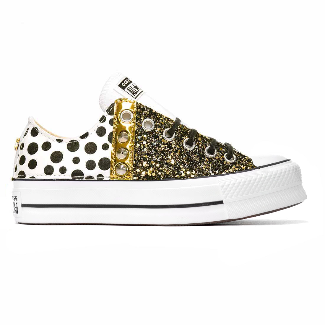 Converse Basse Glitter Oro e Pois Sped. 24h GRATIS Racoon Lab