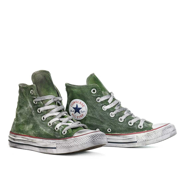 converse all star classic verdi con effetto vintage