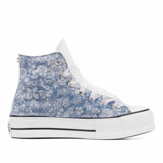 converse all star denim con fiori bianchi