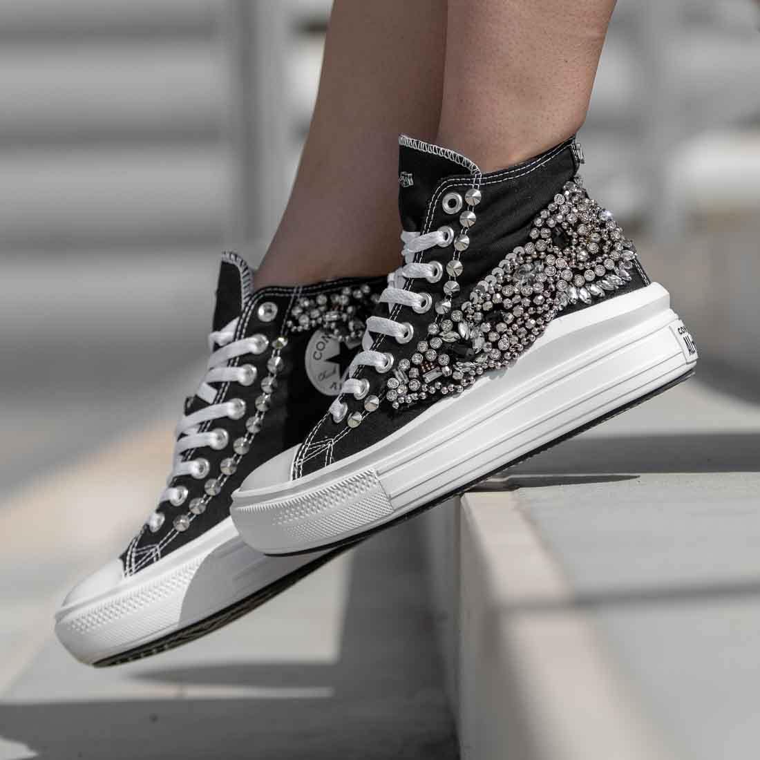 Converse All Star Alte Move con Gioielli - Nere - Outlet