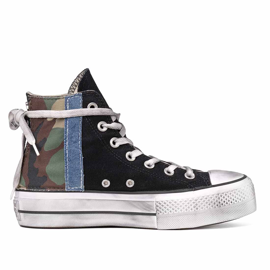 Converse All Star Alte Platform Mimetico e Jeans Denim - Outlet