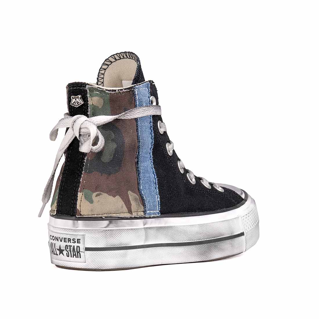 All star platform camo e denim effetto dirty