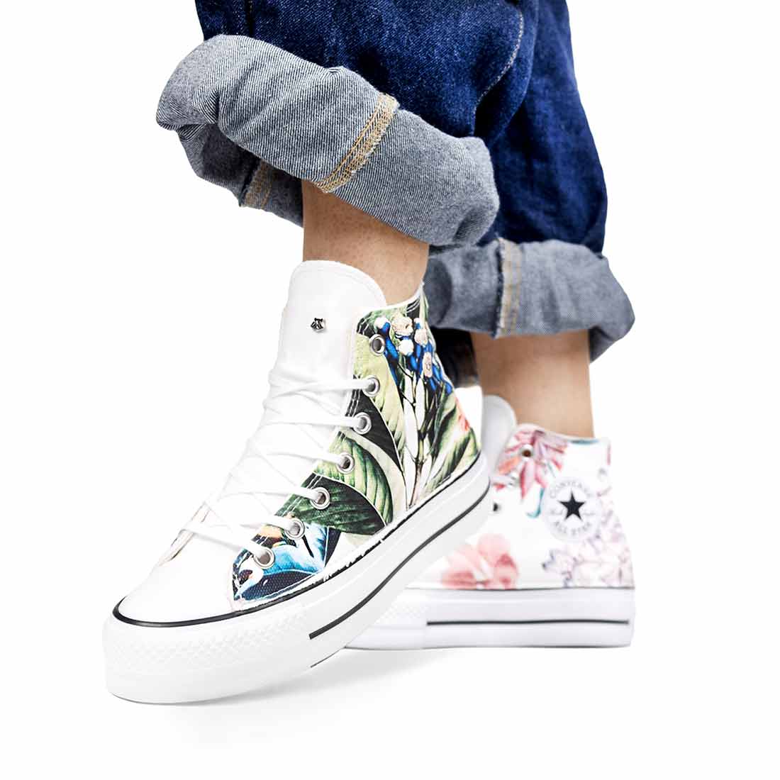 Converse All Star Alte Platform con Fiori - Outlet