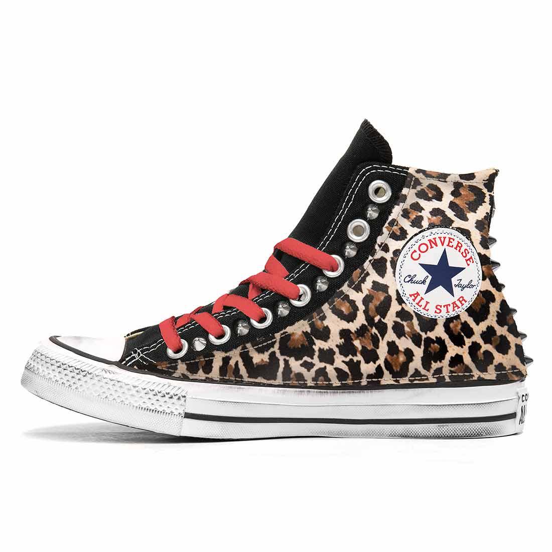 Converse All Star Alte Leopardate con Borchiette - Outlet