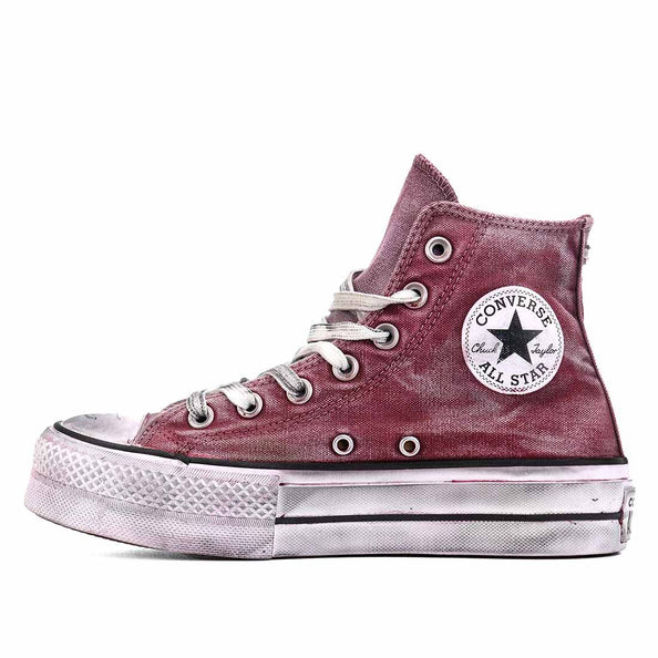 All Star color burgundy con effetto vintage sporco 