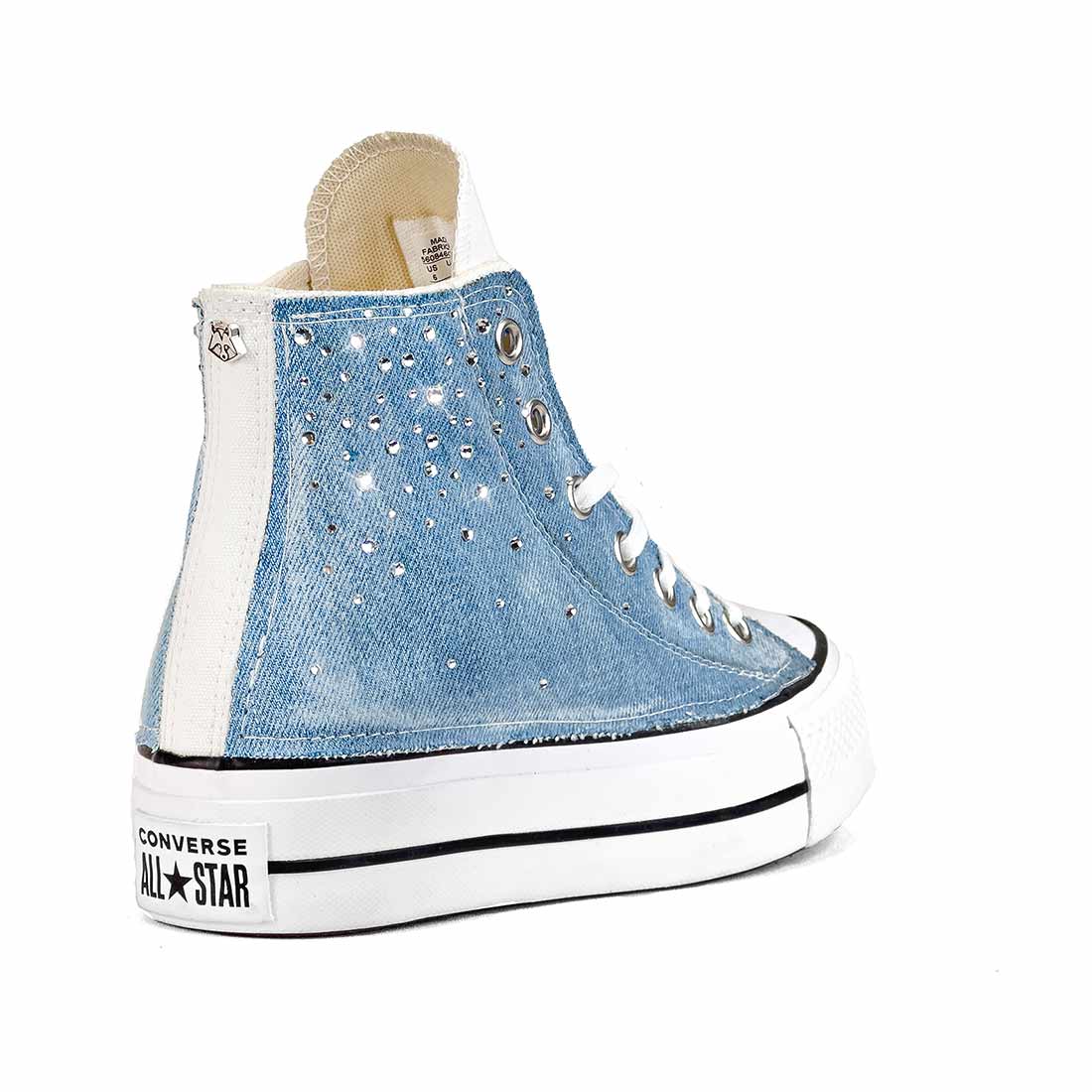 converse lift platform in denim con swarovski