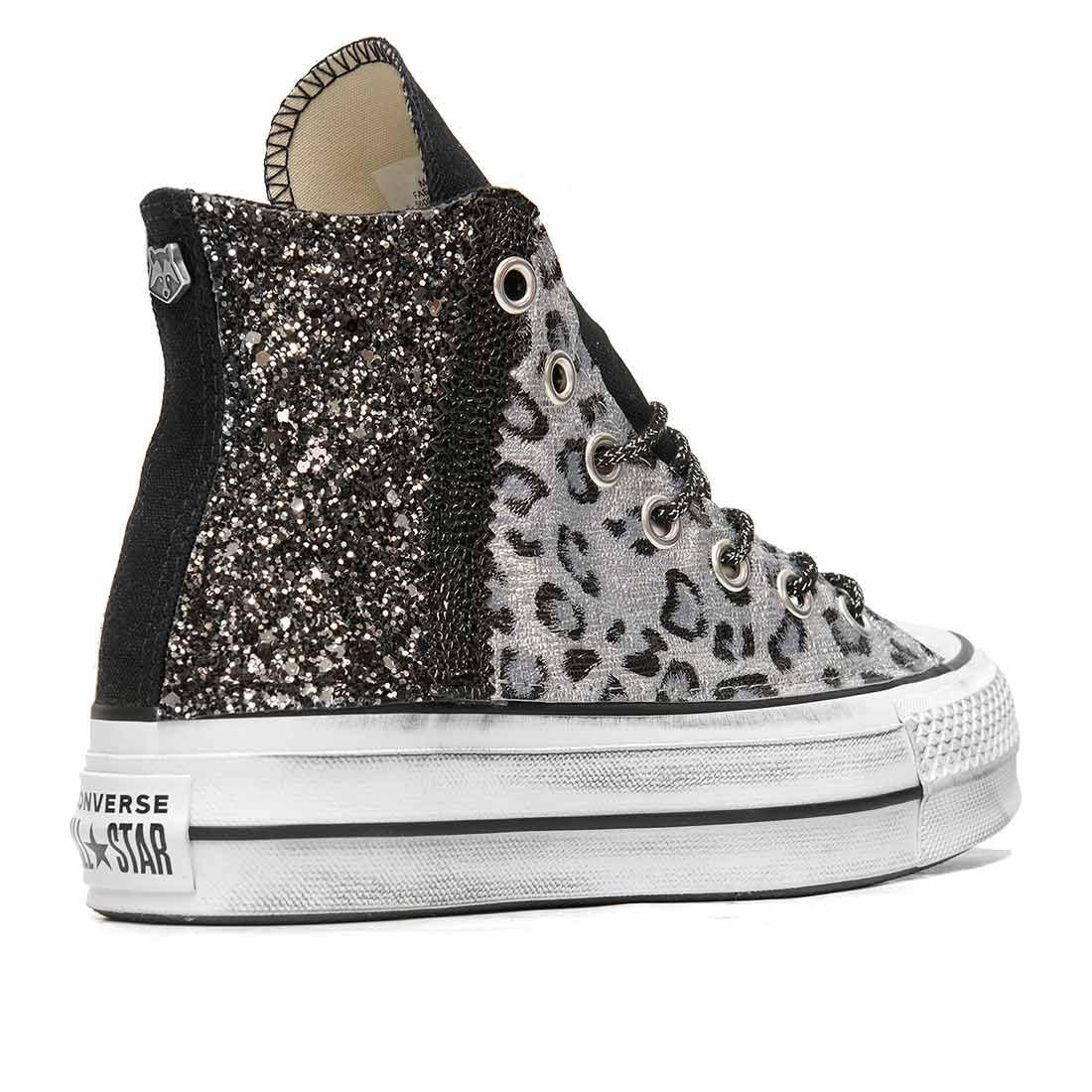 Converse All Star Platform Leopardate Argento - Outlet