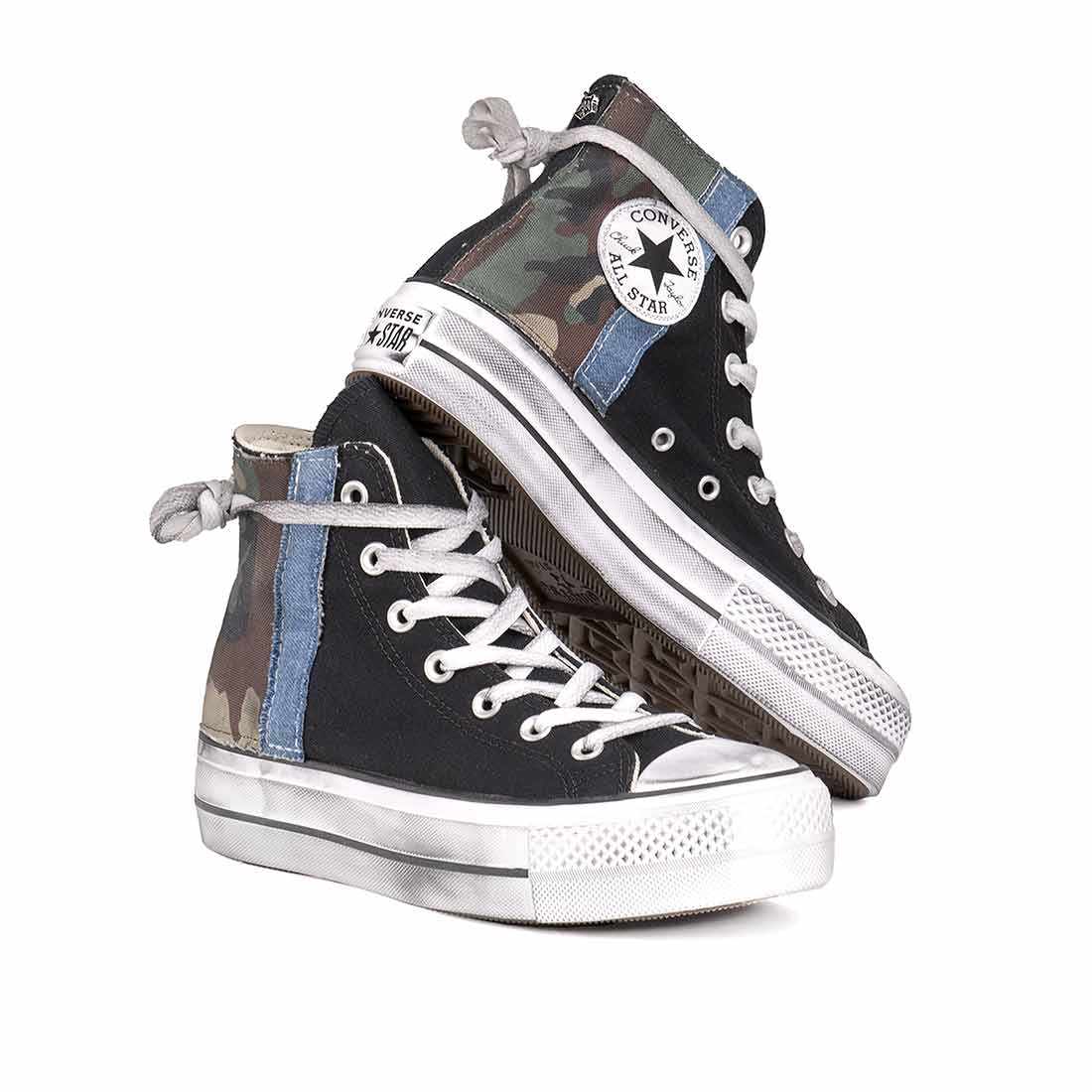 Converse All Star Alte Platform Mimetico e Jeans Denim - Outlet