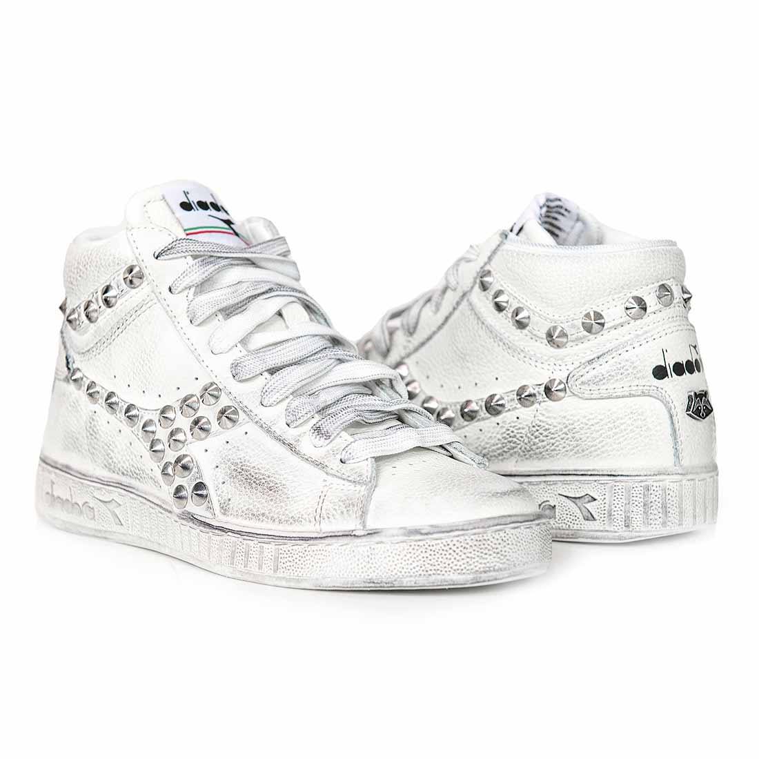 Diadora Game High con Borchie a Cono Argento - Outlet