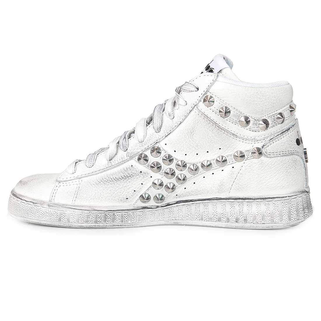 Diadora Game High con Borchie a Cono Argento - Outlet