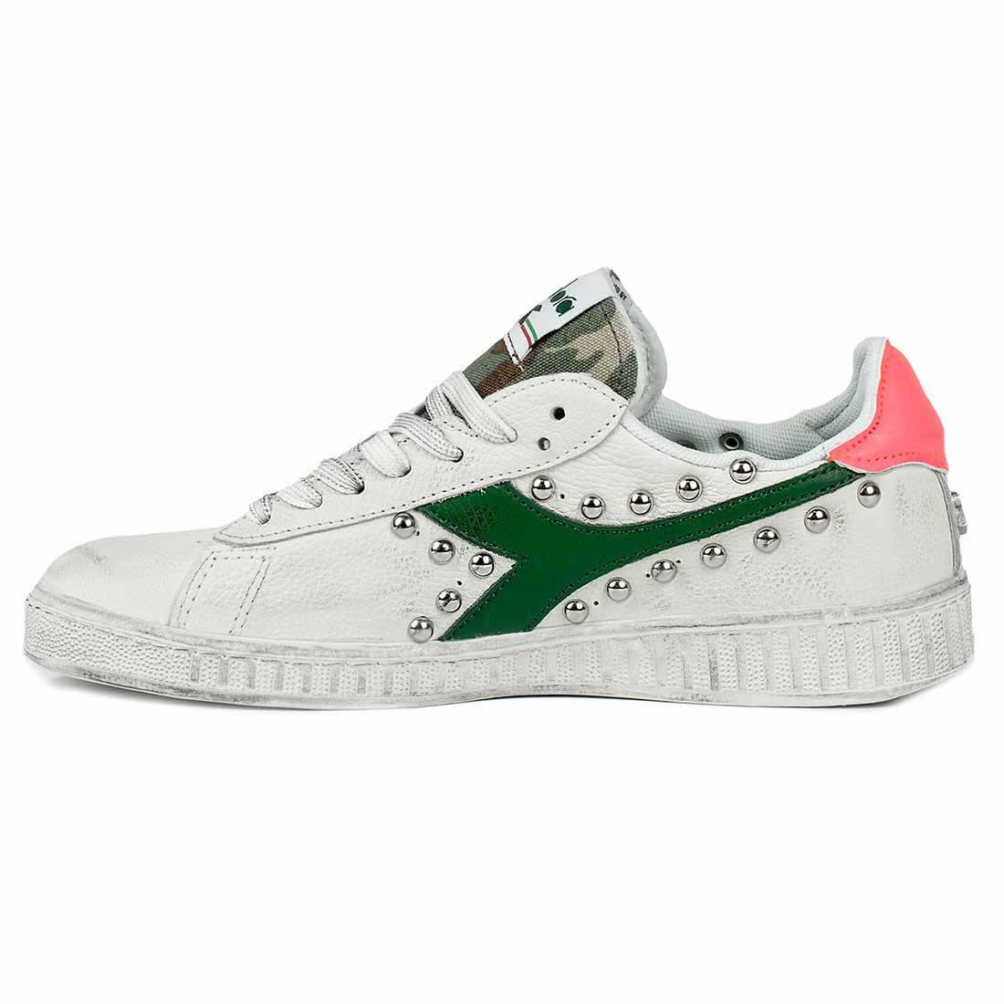 Diadora Game Low Camo e Rosa Fluo - Borchiate - Outlet