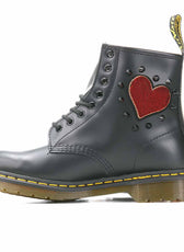 Dottor Martens particolari con cuori rossi in velluto e oro