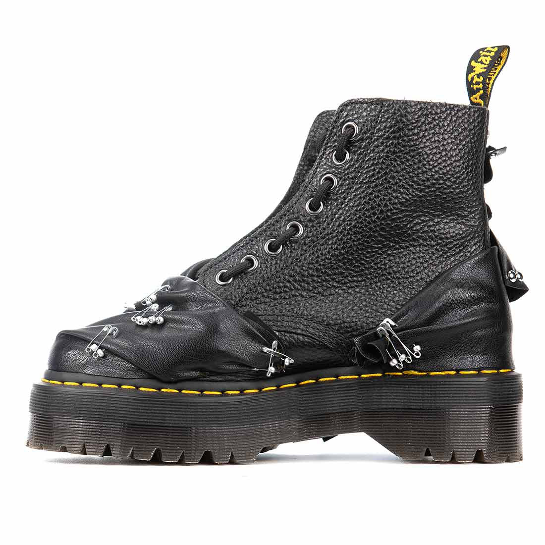 stivaletti dr martens con spille borchie pelle e metallo