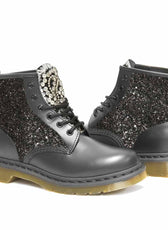 Personalizzazione Dr Martens Bassi 101 con Strass e Glitter Nero - Outlet