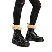 dr martens nere con strass e pelo beige