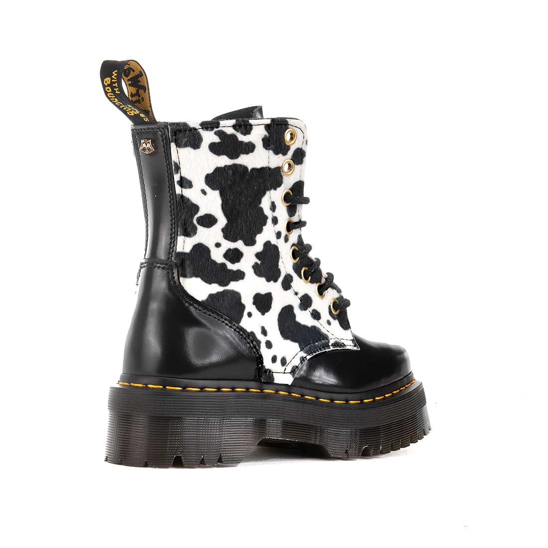 dr martens platform con effetto maculato bianco e nero