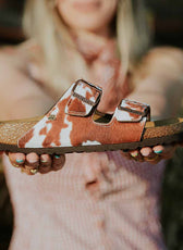 sandali birkenstock arizona muccate marroni