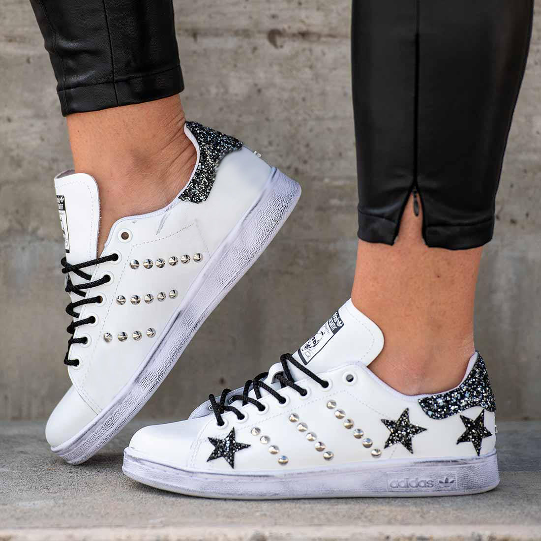 Adidas Stan Smith con Glitter Nero a Stelle - Outlet