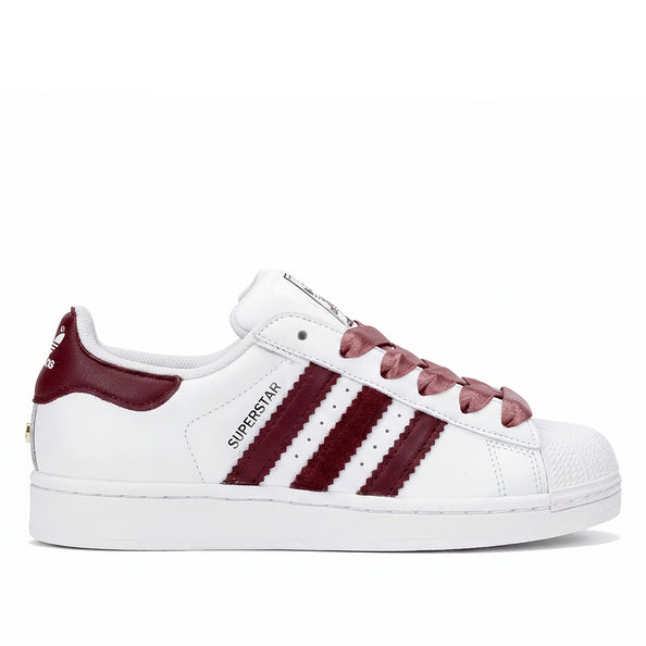 scarpe adidas superstar in pelle bordeaux e velluto burgundy