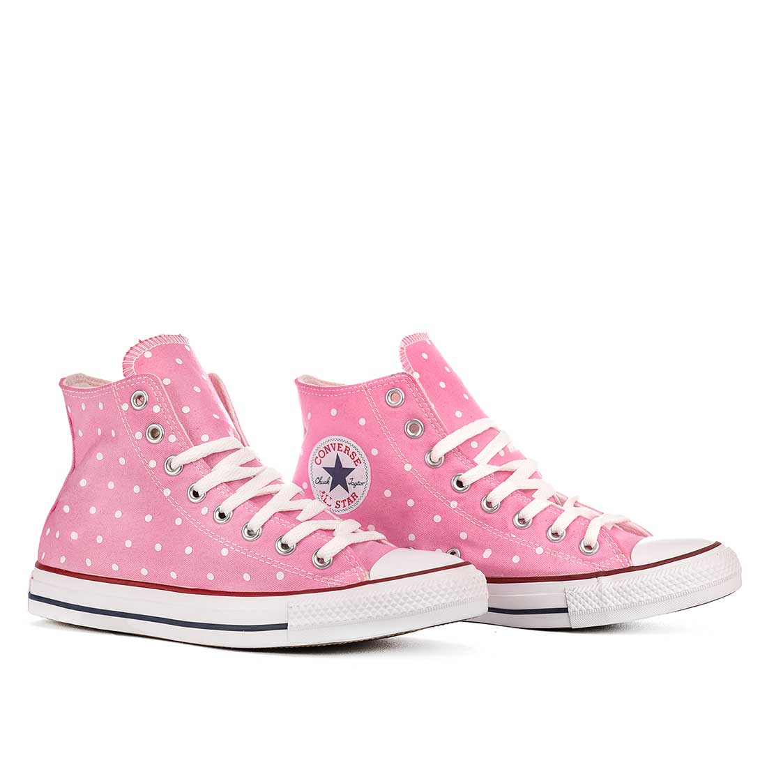 scarpe converse all star fucsia con pois bianchi