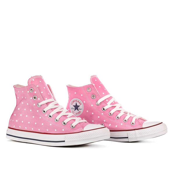 scarpe converse all star fucsia con pois bianchi