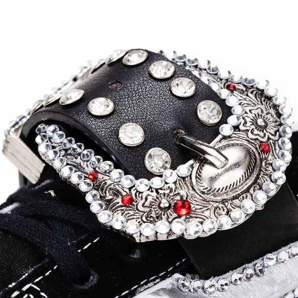 scarpe stile country rodeo con strass e brillantini