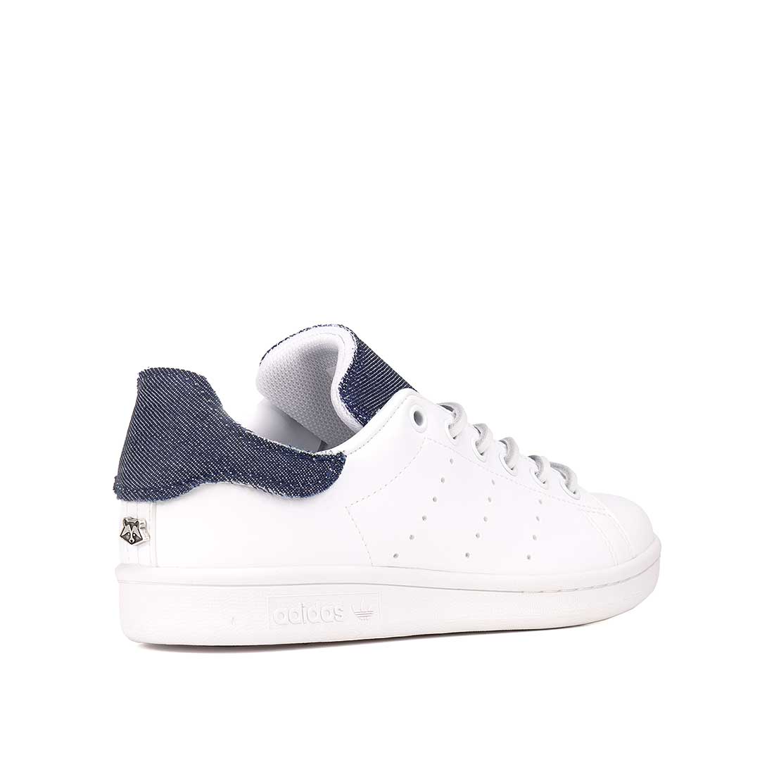 Adidast stan smith bianca con tessuto in denim jeans