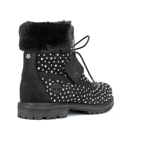 stivaletti per l'inverno neri con brillanti e pelo